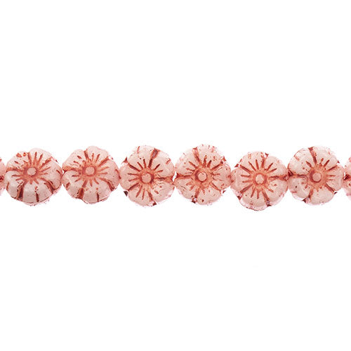 Czech Pressed Glass Flower Bead Strand 9mm Alabaster Shades