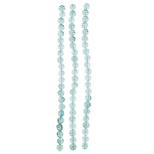 Czech Pressed Glass Flower Bead Strand 9mm Clarite on Aqua 22pc