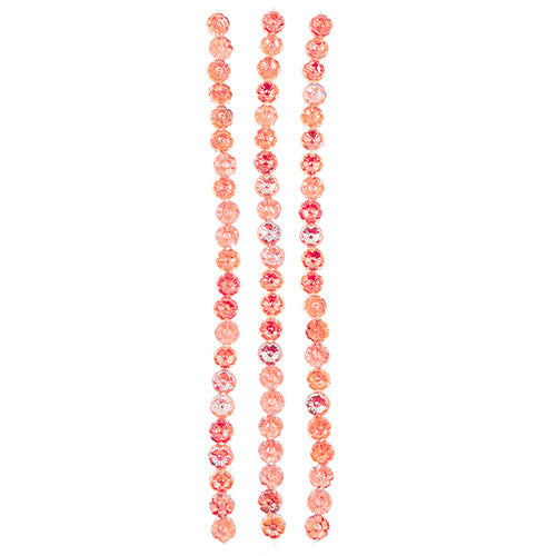 Czech Pressed Glass Flower Bead Strand 9mm Orange on Crystal 22pc