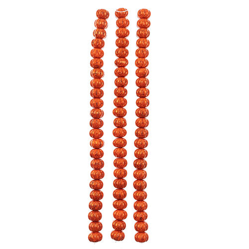 Czech Pressed Glass Pumpkin Bead Strand 8x11mm Red Terracota on Orange 23pc