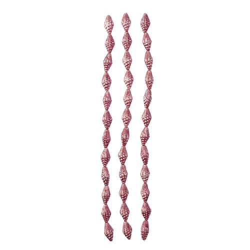 Czech Pressed Glass Seashell Bead Strand 16x8mm Pink on Alabaster White 12pc