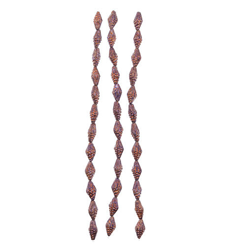 Czech Pressed Glass Seashell Bead Strand 16x8mm Brown on Alabaster White 12pc