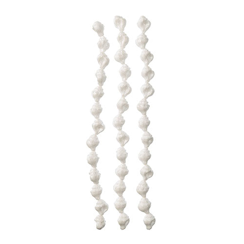 Czech Pressed Glass Conch Seashell Bead Strand 15x12mm White on Alabaster White 13pc