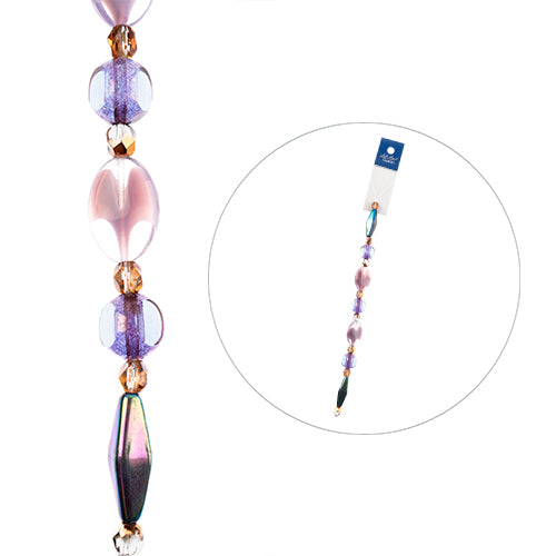 Czech Glass Beads 7in Strand Assorted Shape/ Size Purple Lavender Fields