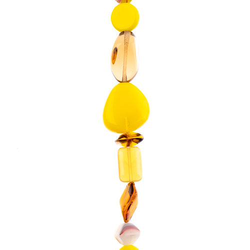 Czech Glass Beads 7in Strand Assorted Shape/ Size Yellows Sunshine