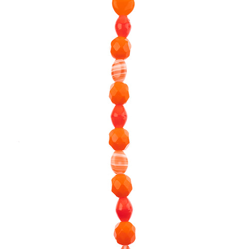 Czech Glass Beads 7in Strand Assorted Shape/ Size Oranges and Clementines