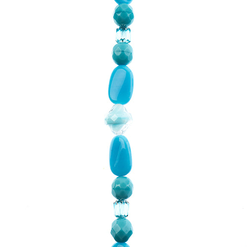 Czech Glass Beads 7in Strand Assorted Shape/ Size Sea