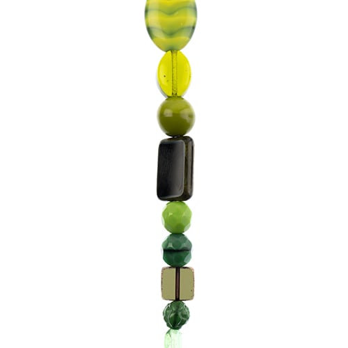 Czech Glass Beads 7in Strand Assorted Shape/ Size Greens Eucalyptus