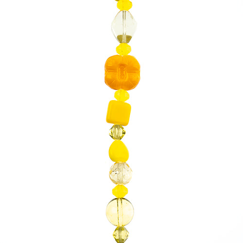 Czech Glass Beads 7in Strand Assorted Shape/ Size Yellow Lemon Tart