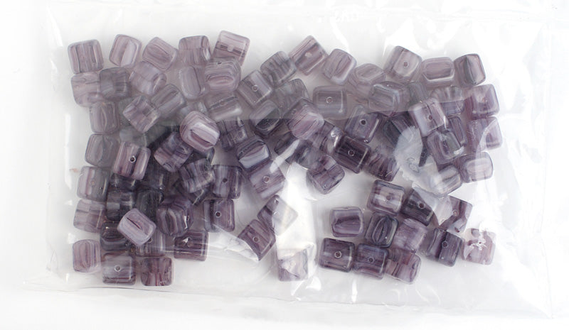 Glass Pressed Beads 8x10mm Cubes