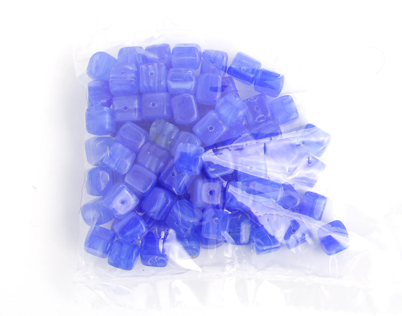 Glass Pressed Beads 8x10mm Cubes