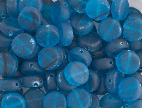 Glass Pressed Beads 8mm Flat Round