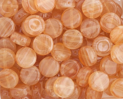 Glass Pressed Beads 8mm Flat Round