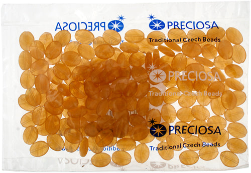 Glass Pressed Beads 12x9mm Flat Oval