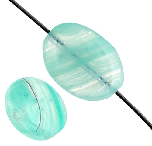 Glass Pressed Beads 12x9mm Flat Oval