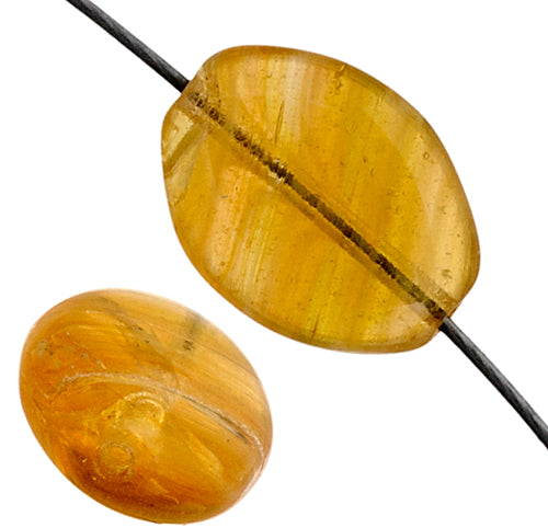 Glass Pressed Beads 12x9mm Flat Oval