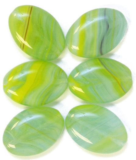 Glass Pressed Beads 16x12mm Flat Oval 