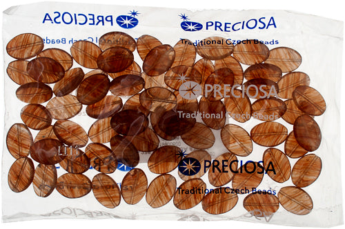 Glass Pressed Beads 16x12mm Flat Oval 