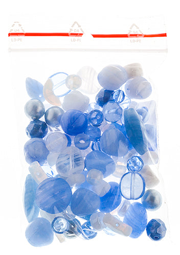 Czech Glass Bead Mixes 50g Blue Washed