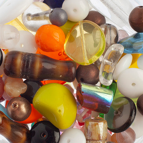 Glass Pressed Beads Multi Assorted Shapes