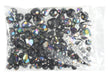 Glass Firepolished Beads Jet Silver Half Coat Assorted Size