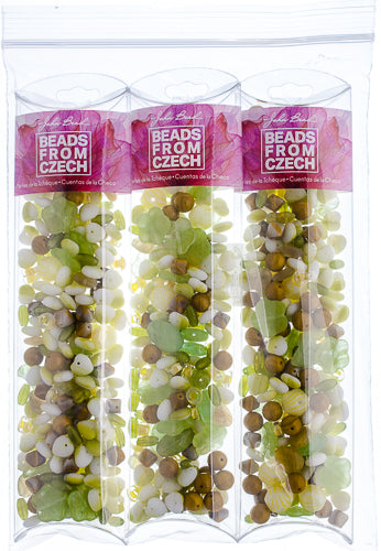 Czech Glass Beads Mixes Approx 100g Kiwi Salad