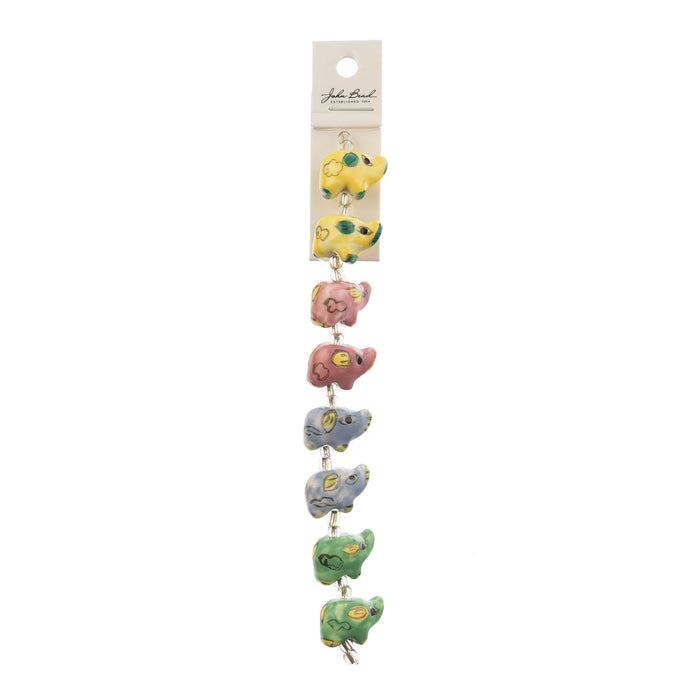 Ceramic Beads Elephant Mixed Color 13x20mm 8pcs