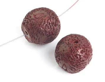 Resin Bead Round Cut 20mm 8" Strung Burnt Effect