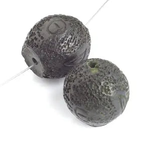 Resin Bead Round Cut 20mm 8" Strung Burnt Effect