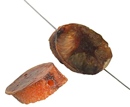 Resin Bead Nugget 17x30mm 8" Strung Burnt Effect