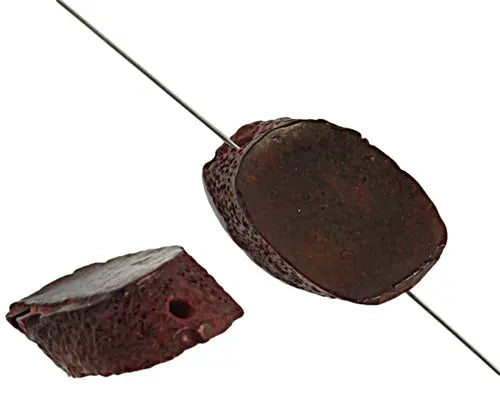 Resin Bead Nugget 17x30mm 8" Strung Burnt Effect