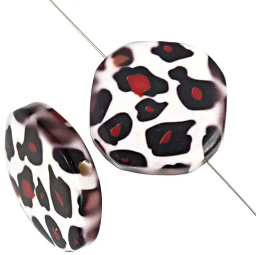Resin Irregular Round Flat 28mm 8" Strung Dalmatian