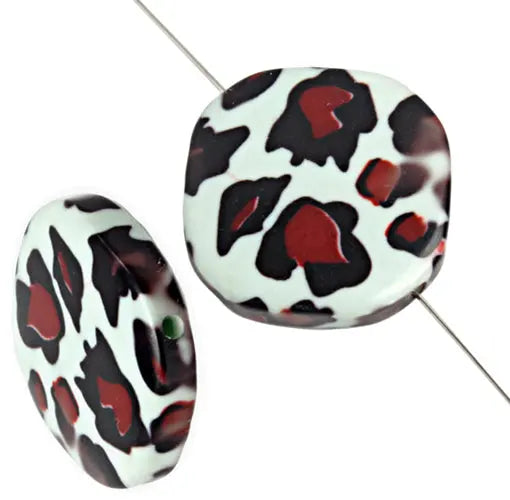 Resin Irregular Round Flat 28mm 8" Strung Dalmatian