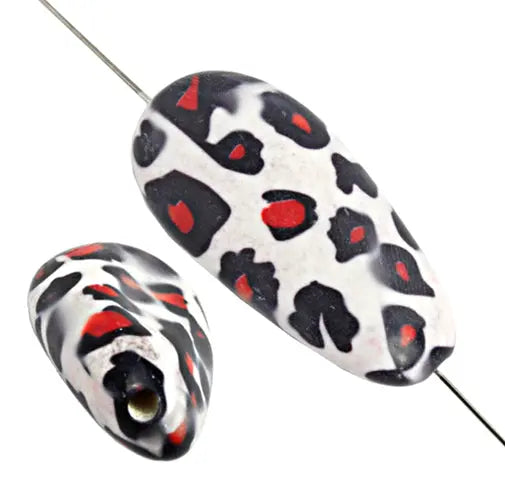 Resin Irregular Oval 22x45mm 8" Strung Dalmation (4pcs) 