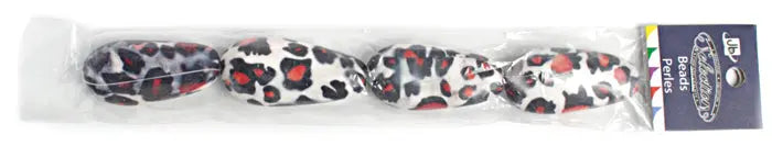Resin Irregular Oval 22x45mm 8" Strung Dalmation (4pcs) 