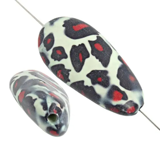 Resin Irregular Oval 22x45mm 8" Strung Dalmation (4pcs) 