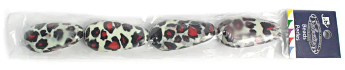 Resin Irregular Oval 22x45mm 8" Strung Dalmation (4pcs) 