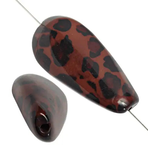 Resin Irregular Oval 22x45mm 8" Strung Dalmation (4pcs)