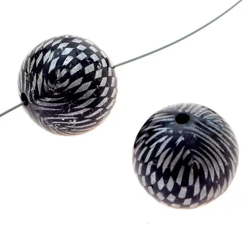 Checker Beads Round 22mm Approx 7pcs/Strand
