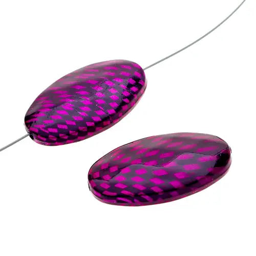 Checker Beads Oval 33x19mm Approx 5pcs/Strand
