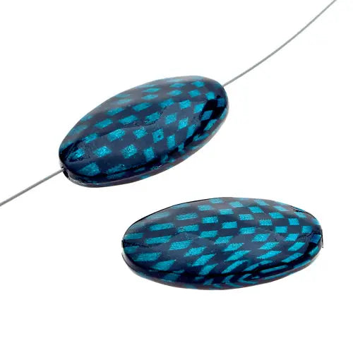 Checker Beads Oval 33x19mm Approx 5pcs/Strand