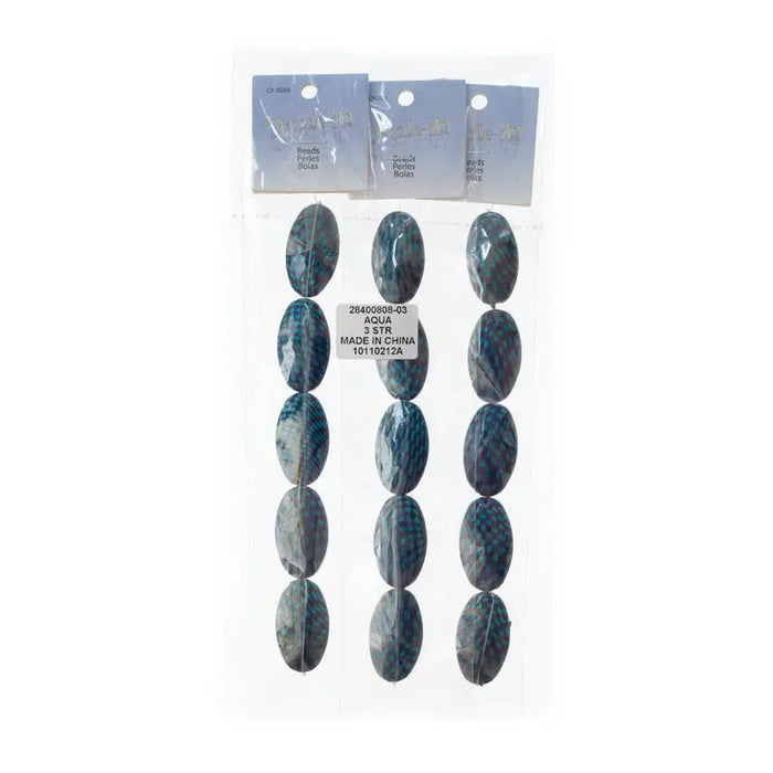 Checker Beads Oval 33x19mm Approx 5pcs/Strand