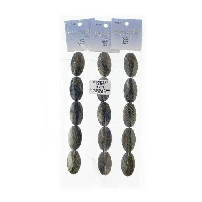 Checker Beads Oval 33x19mm Approx 5pcs/Strand