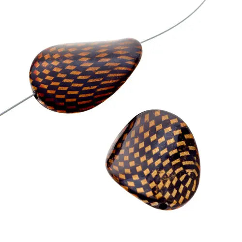 Check Beads Wavy Oval 36x25mm Approx 5pcs/Strand