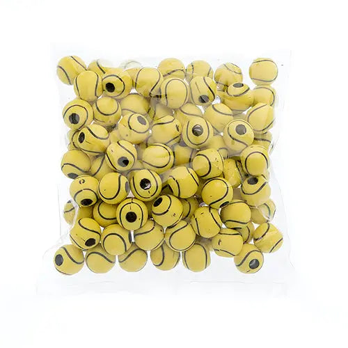 Acrylic Sport Bead Tennis Ball 12mm Yellow With Black Lines