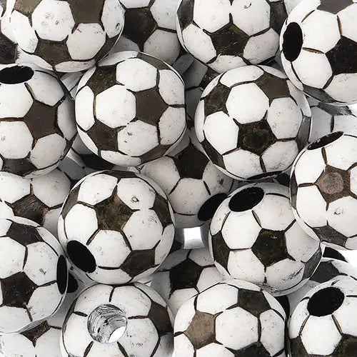 Acrylic Sports Bead Soccer 18mm White/Black