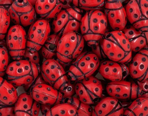 Acrylic Ladybug Bead 12x9mm Red/Black