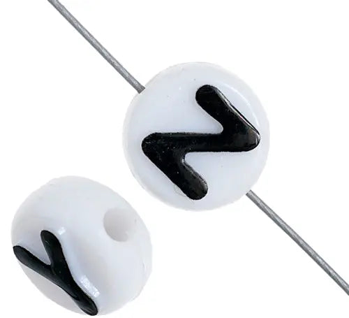 Acrylic Alphabet Bead 8mm White/Black Letters
