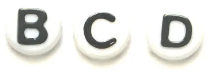 Acrylic Alphabet Bead 8mm White/Black Letters