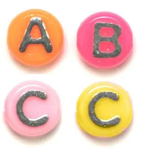 Acrylic Alphabet Bead 8mm Bright Multi Beads/Silver Letters